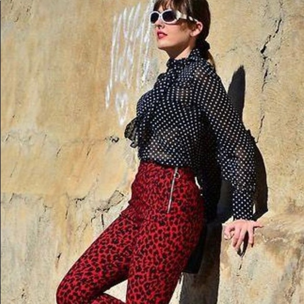 Zara Red Animal Print Slacks